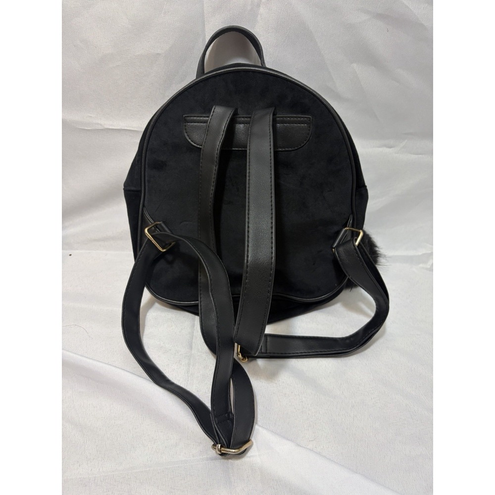 Girls Cat Face Soft Bag Purse Black and Gold Preppy School - Picture 2 of 6